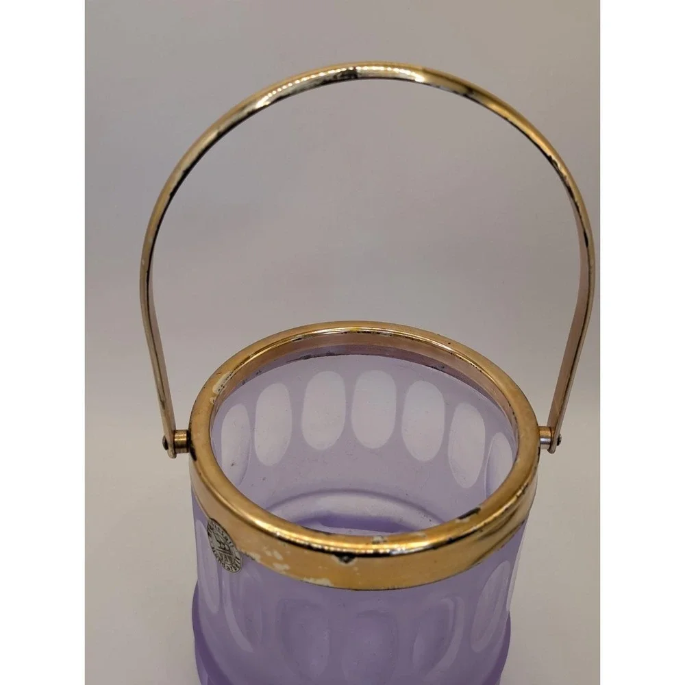 Vintage‎ Neodymium Alexandrite Glass Ice Bucket and 3 Tumbler Set Color Changing